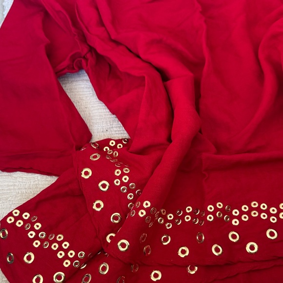 jM collection Red Women's Top with Eyelet Detailing - Picture 2 of 4